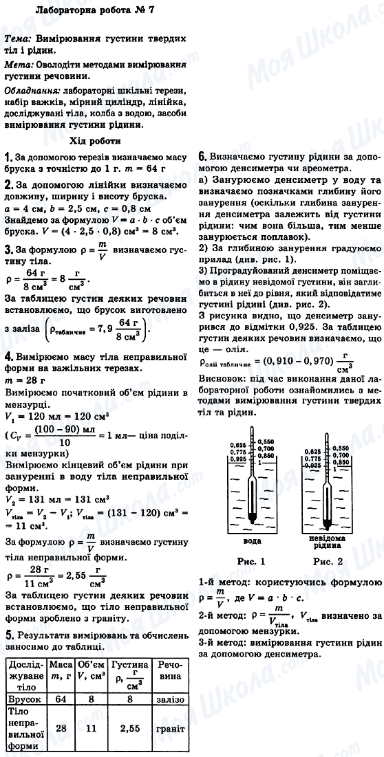 ГДЗ Фізика 7 клас сторінка Лабораторна робота №7