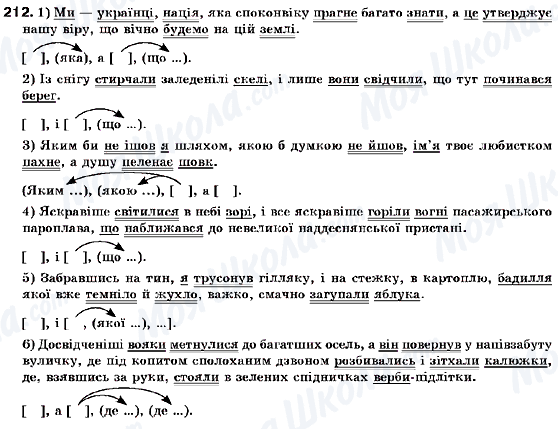 ГДЗ Українська мова 9 клас сторінка 212