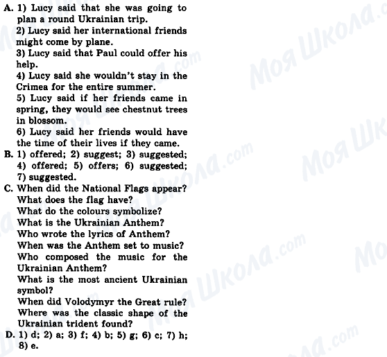 ГДЗ Англійська мова 8 клас сторінка А, В, С, D