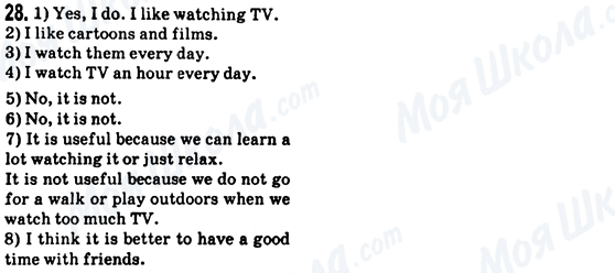 ГДЗ Англійська мова 5 клас сторінка 28