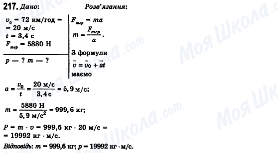ГДЗ Фізика 10 клас сторінка 217
