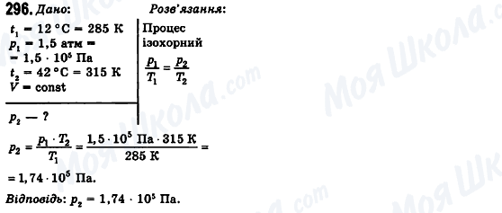 ГДЗ Фізика 10 клас сторінка 296