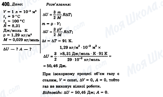 ГДЗ Фізика 10 клас сторінка 400