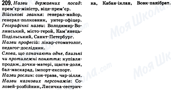 ГДЗ Українська мова 6 клас сторінка 209
