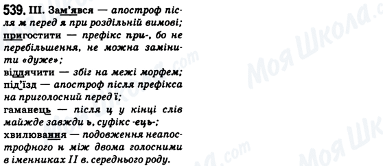ГДЗ Укр мова 6 класс страница 539