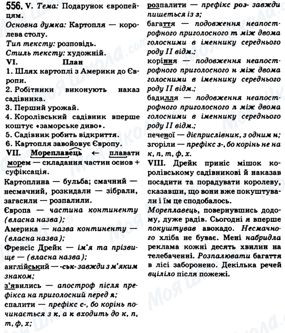 ГДЗ Українська мова 6 клас сторінка 556