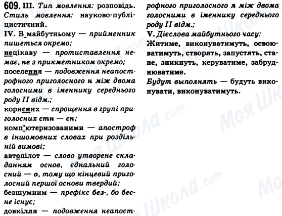 ГДЗ Українська мова 6 клас сторінка 609