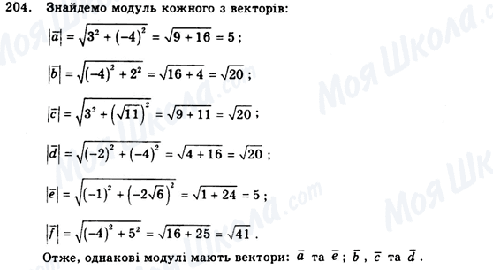 ГДЗ Геометрія 9 клас сторінка 204