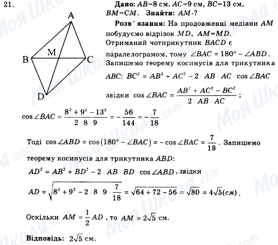 ГДЗ Геометрія 9 клас сторінка 21