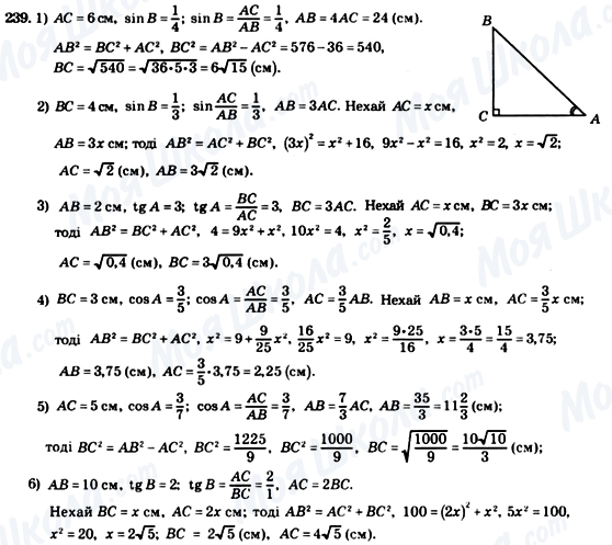 ГДЗ Геометрія 8 клас сторінка 239