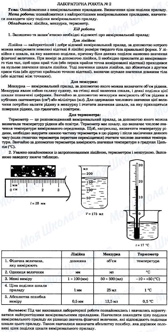 ГДЗ Физика 7 класс страница Лабораторна робота №2