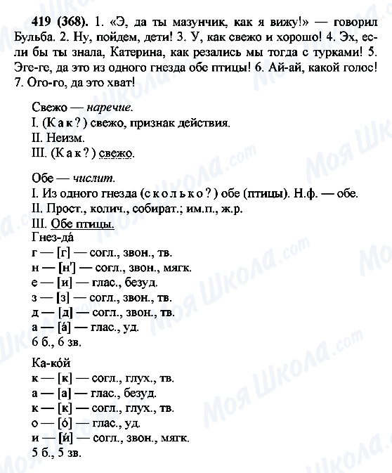 ГДЗ Російська мова 7 клас сторінка 419(368)
