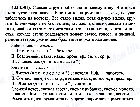 ГДЗ Російська мова 7 клас сторінка 433(381)