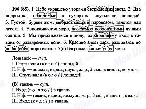 ГДЗ Російська мова 7 клас сторінка 106(85)