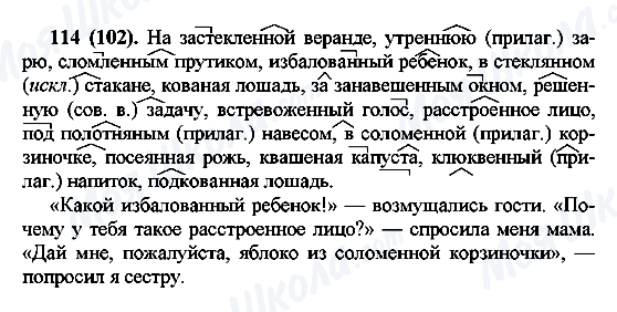 ГДЗ Русский язык 7 класс страница 114(102)