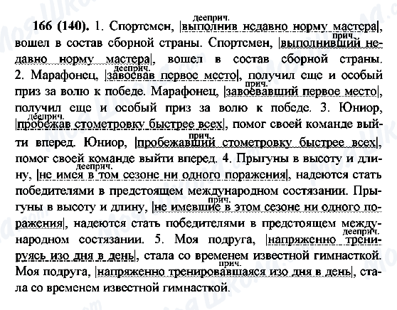 ГДЗ Русский язык 7 класс страница 166(140)