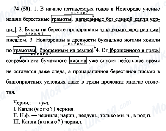 ГДЗ Російська мова 7 клас сторінка 74(58)