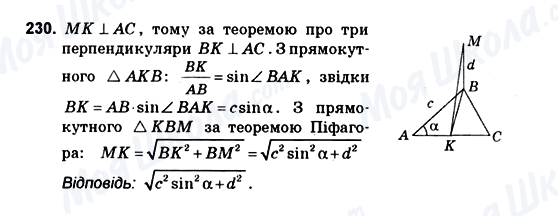 ГДЗ Геометрія 10 клас сторінка 230