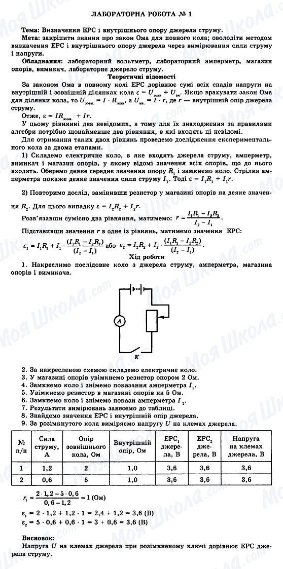 ГДЗ Физика 11 класс страница ЛАБОРАТОРНА РОБОТА № 1