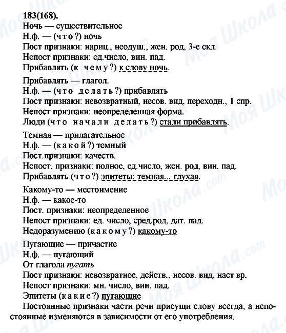 ГДЗ Російська мова 7 клас сторінка 183(168)