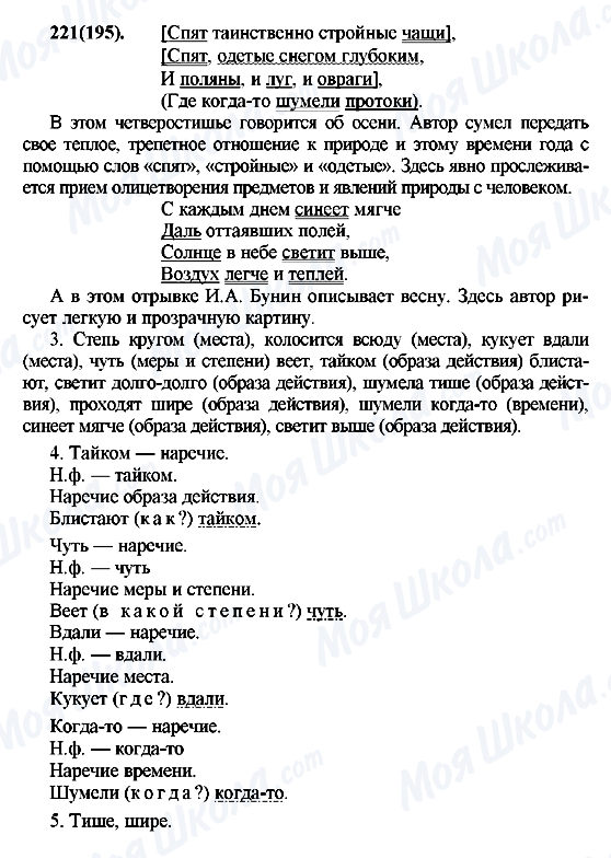 ГДЗ Русский язык 7 класс страница 221(195)