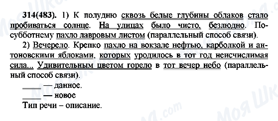 ГДЗ Російська мова 7 клас сторінка 314(483)
