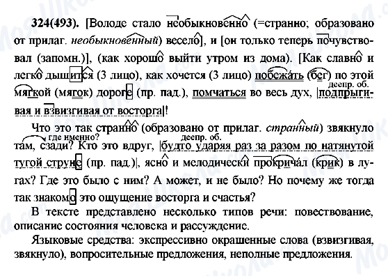 ГДЗ Російська мова 7 клас сторінка 324(493)