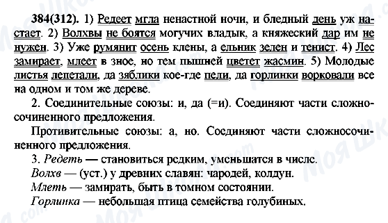 ГДЗ Російська мова 7 клас сторінка 384(312)