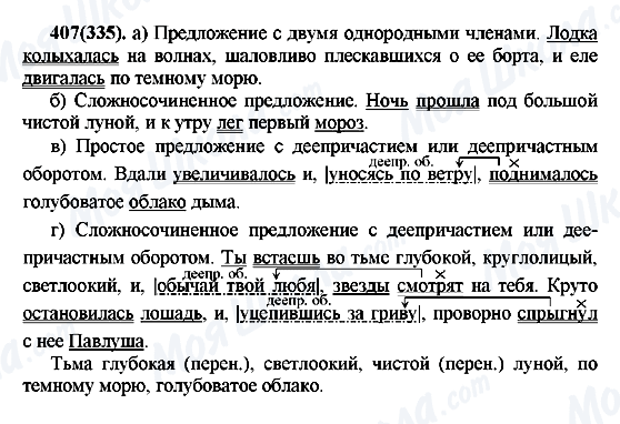 ГДЗ Русский язык 7 класс страница 407(335)