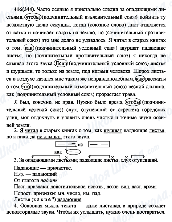 ГДЗ Російська мова 7 клас сторінка 416(344)