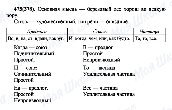 ГДЗ Русский язык 7 класс страница 475(378)
