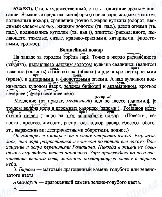 ГДЗ Російська мова 7 клас сторінка 574(581)