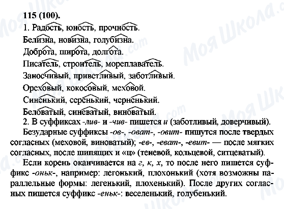 ГДЗ Російська мова 7 клас сторінка 115(100)