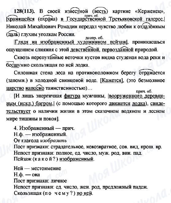 ГДЗ Російська мова 7 клас сторінка 128(113)