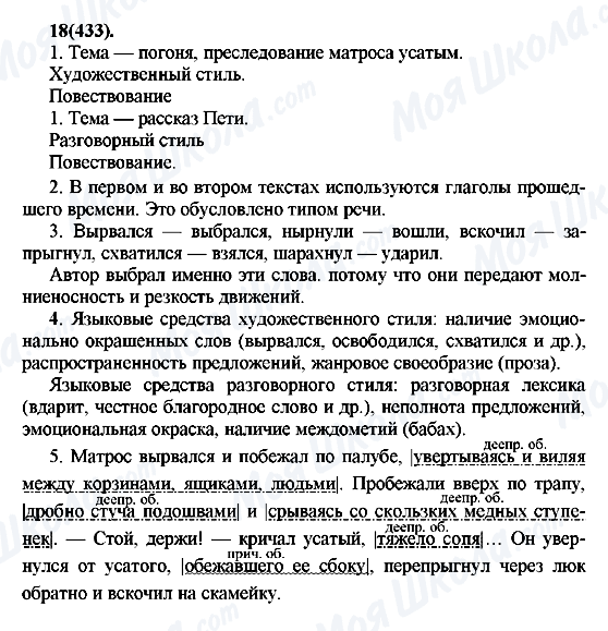 ГДЗ Російська мова 7 клас сторінка 18(433)