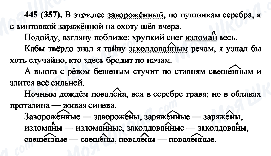 ГДЗ Русский язык 6 класс страница 445(357)