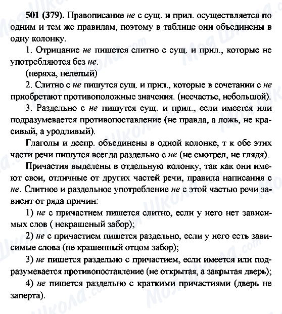 ГДЗ Російська мова 6 клас сторінка 501(379)