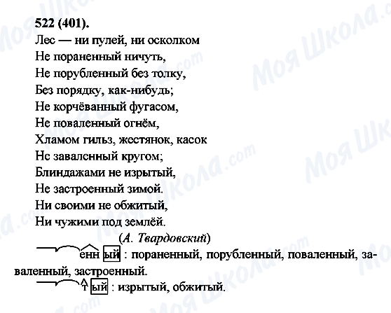 ГДЗ Російська мова 6 клас сторінка 522(401)