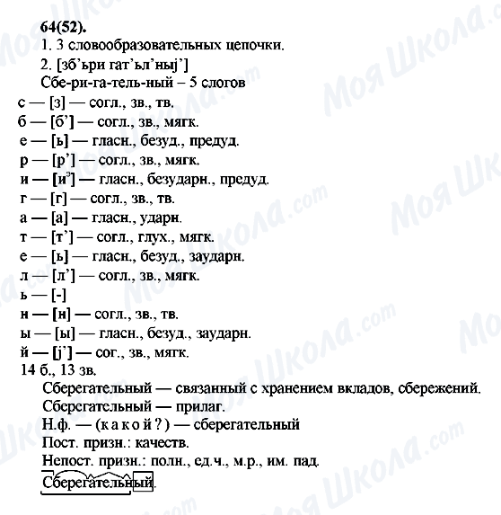 ГДЗ Російська мова 7 клас сторінка 64(52)