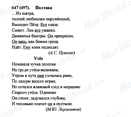 ГДЗ Російська мова 6 клас сторінка 647(497)