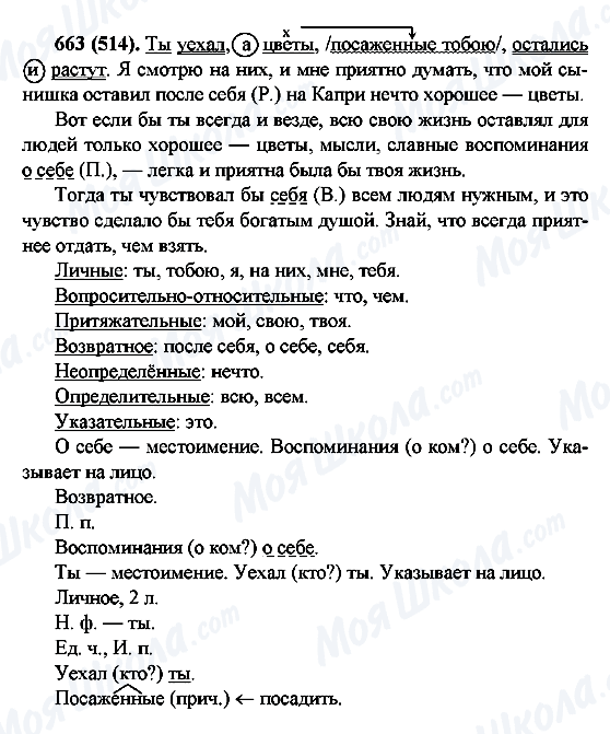 ГДЗ Російська мова 6 клас сторінка 663(514)