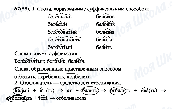 ГДЗ Російська мова 7 клас сторінка 67(55)