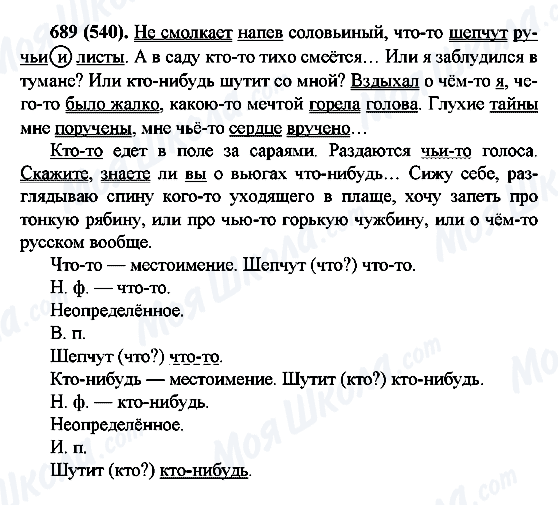 ГДЗ Російська мова 6 клас сторінка 689(540)