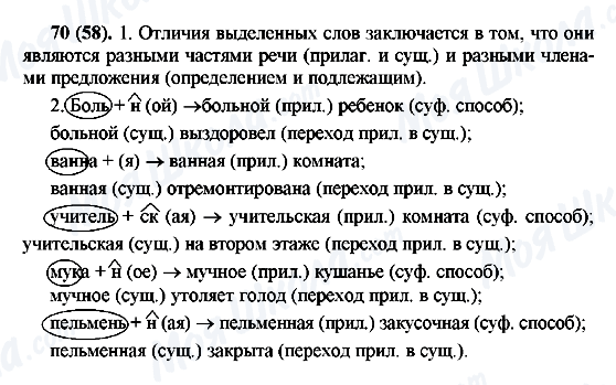 ГДЗ Російська мова 7 клас сторінка 70(58)