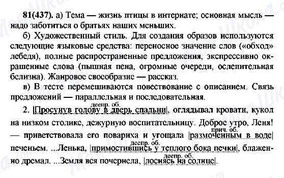 ГДЗ Російська мова 7 клас сторінка 81(437)