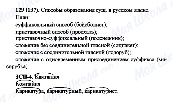 ГДЗ Російська мова 6 клас сторінка 129(137)