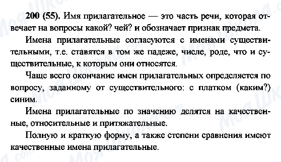 ГДЗ Російська мова 6 клас сторінка 200(55)
