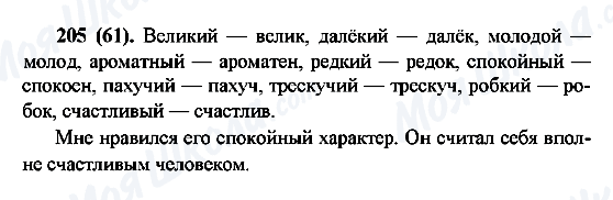 ГДЗ Російська мова 6 клас сторінка 205(61)