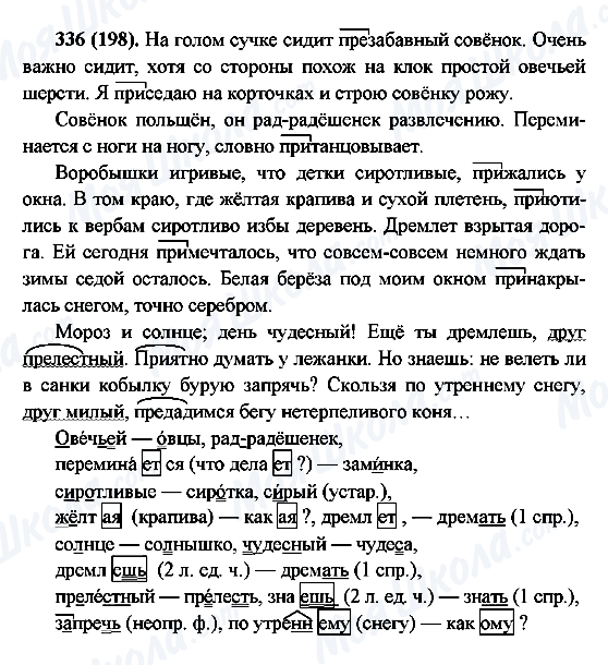 ГДЗ Російська мова 6 клас сторінка 336(198)