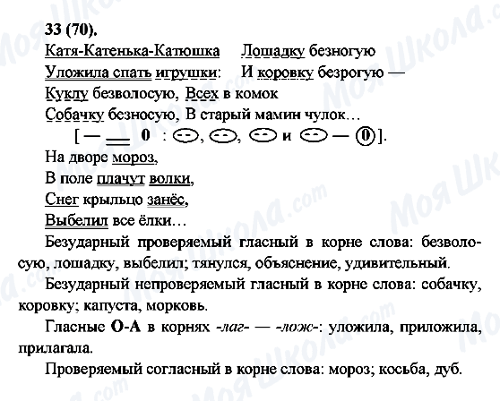 ГДЗ Російська мова 6 клас сторінка 33(70)